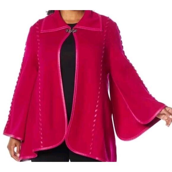 NWT! Patricia Nash Sleeved Cape Clasp Sweater Shawl Jacket~ Pink Sz XS/SM $99 - Picture 2 of 13